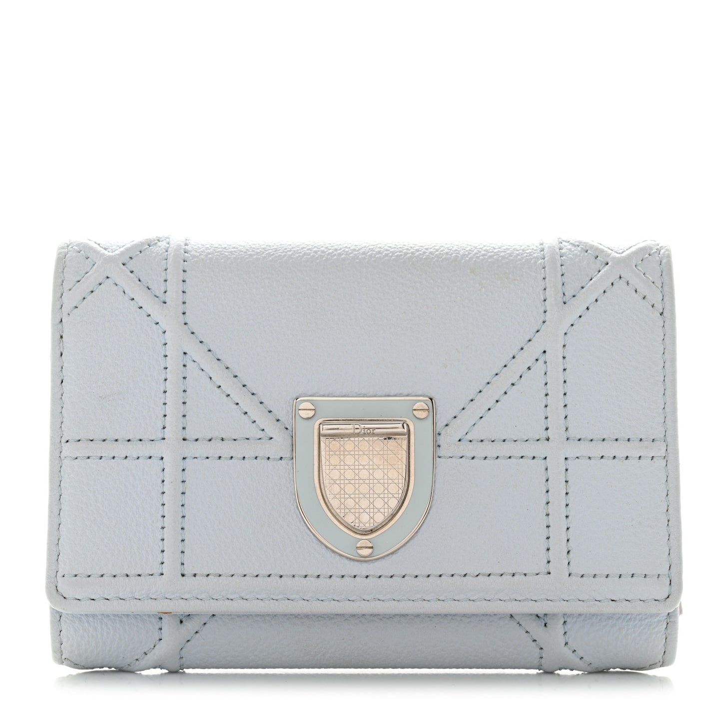 Grained Calfskin Cannage Diorama Elancee Wallet Sky Light