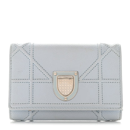 Christian Dior Grained Calfskin Cannage Diorama Elancee Wallet Sky Light 1 of 9