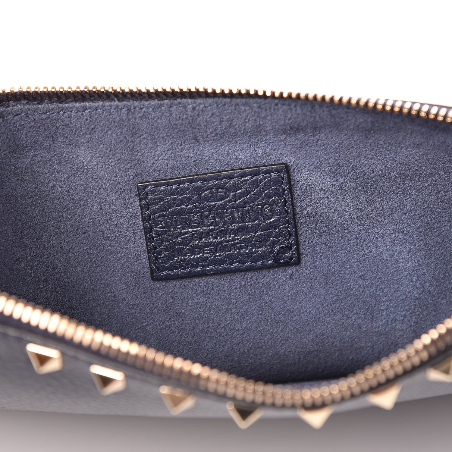 Valentino Garavani Grained Calfskin Large Rockstud Zip Pouch Marine 6 of 9
