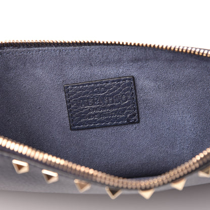 Valentino Garavani Grained Calfskin Large Rockstud Zip Pouch Marine 6 of 9