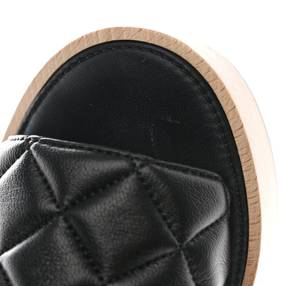 Chanel Lambskin Quilted CC Wedge Sandals 39 Black 9 of 10