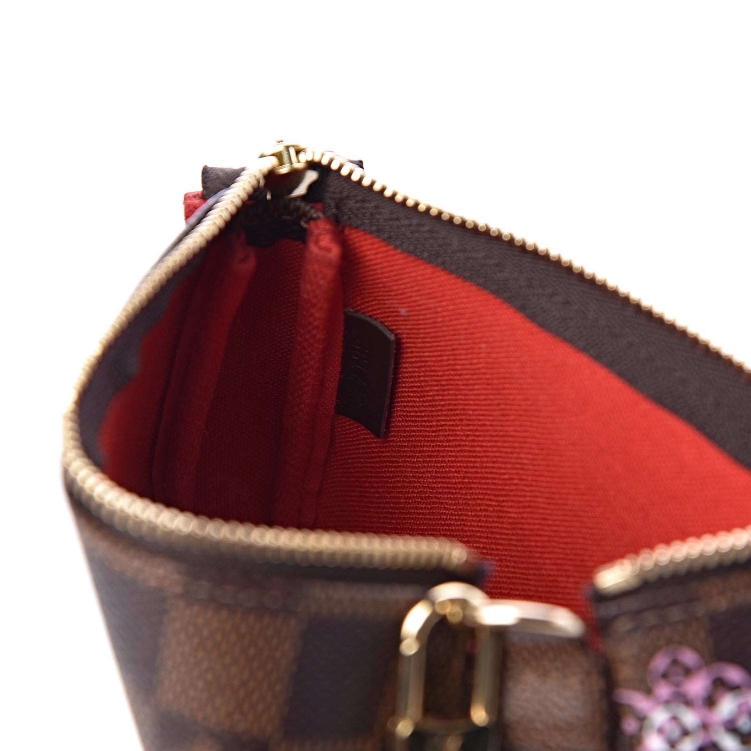 Louis Vuitton Damier Ebene 2019 Christmas Animation Mini Pochette Accessories Red 7 of 8