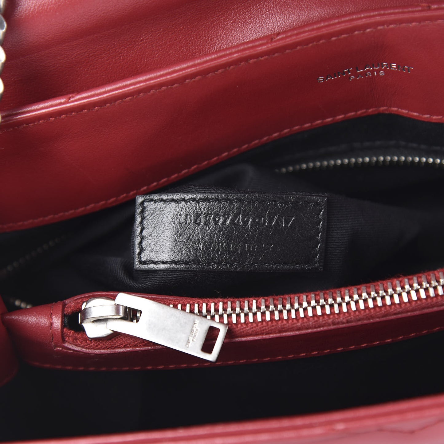 Calfskin Y Quilted Monogram Medium Loulou Chain Satchel Lipstick Red