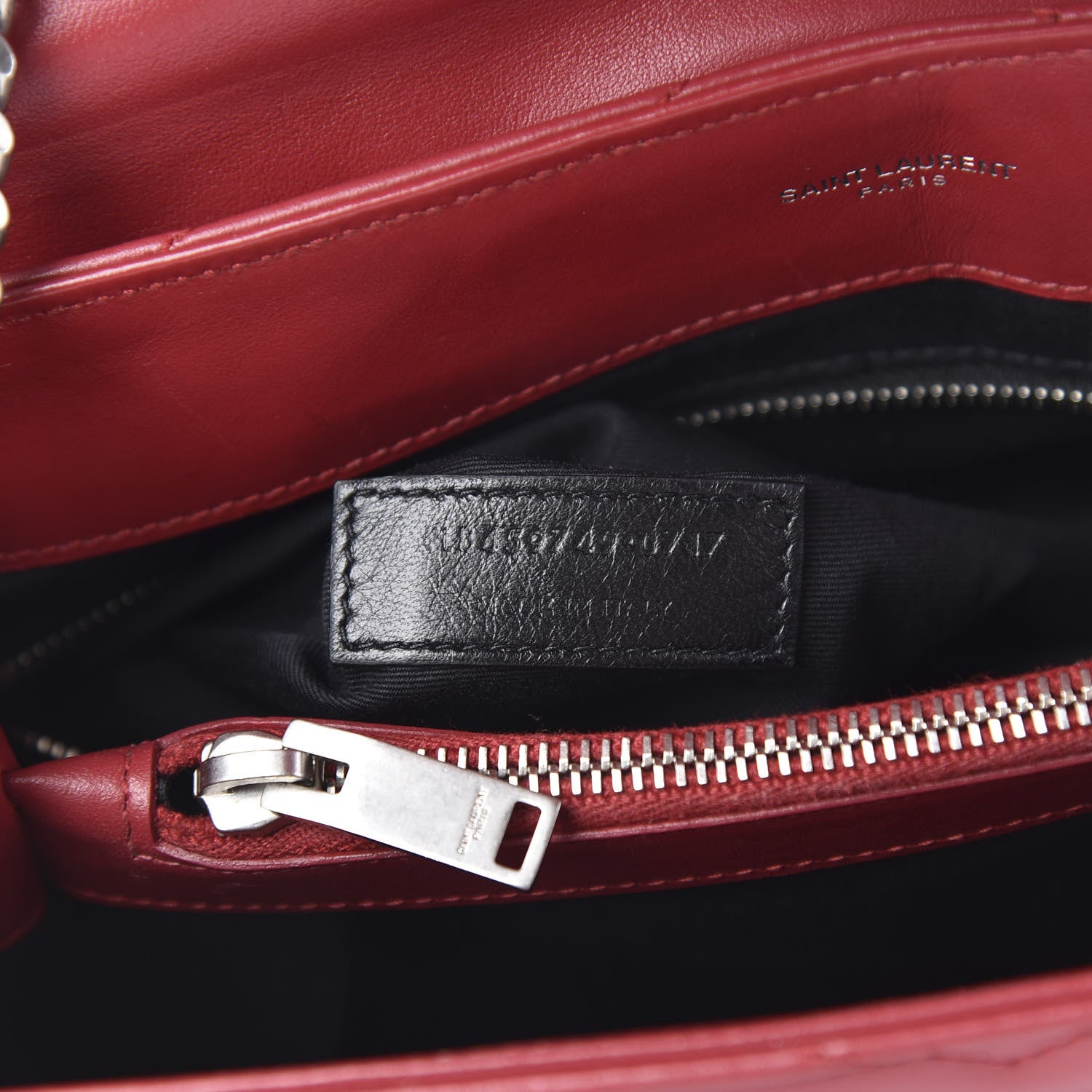 Saint Laurent Calfskin Y Quilted Monogram Medium Loulou Chain Satchel Lipstick Red 7 of 17