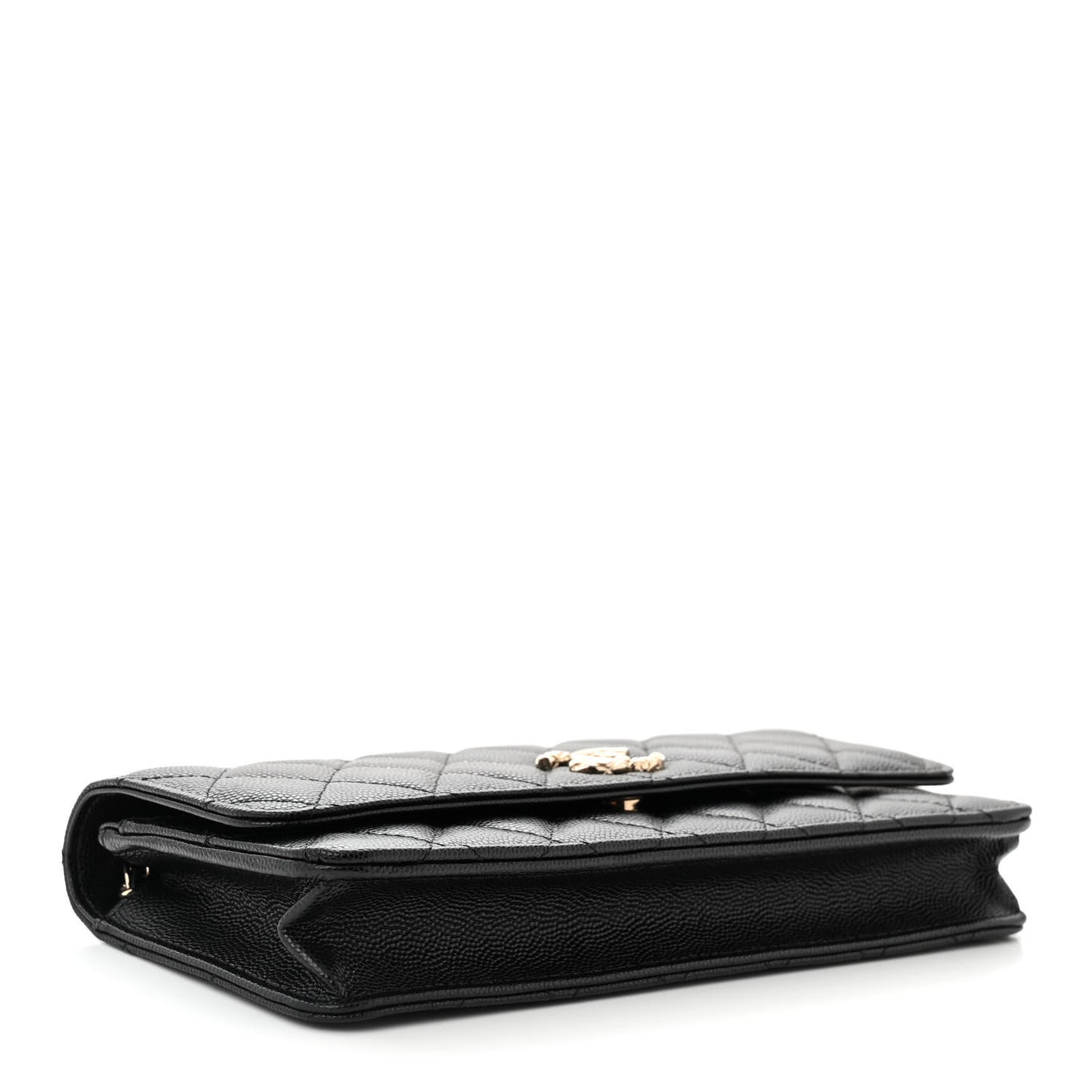 Caviar Quilted Long Clutch With Chain Black
