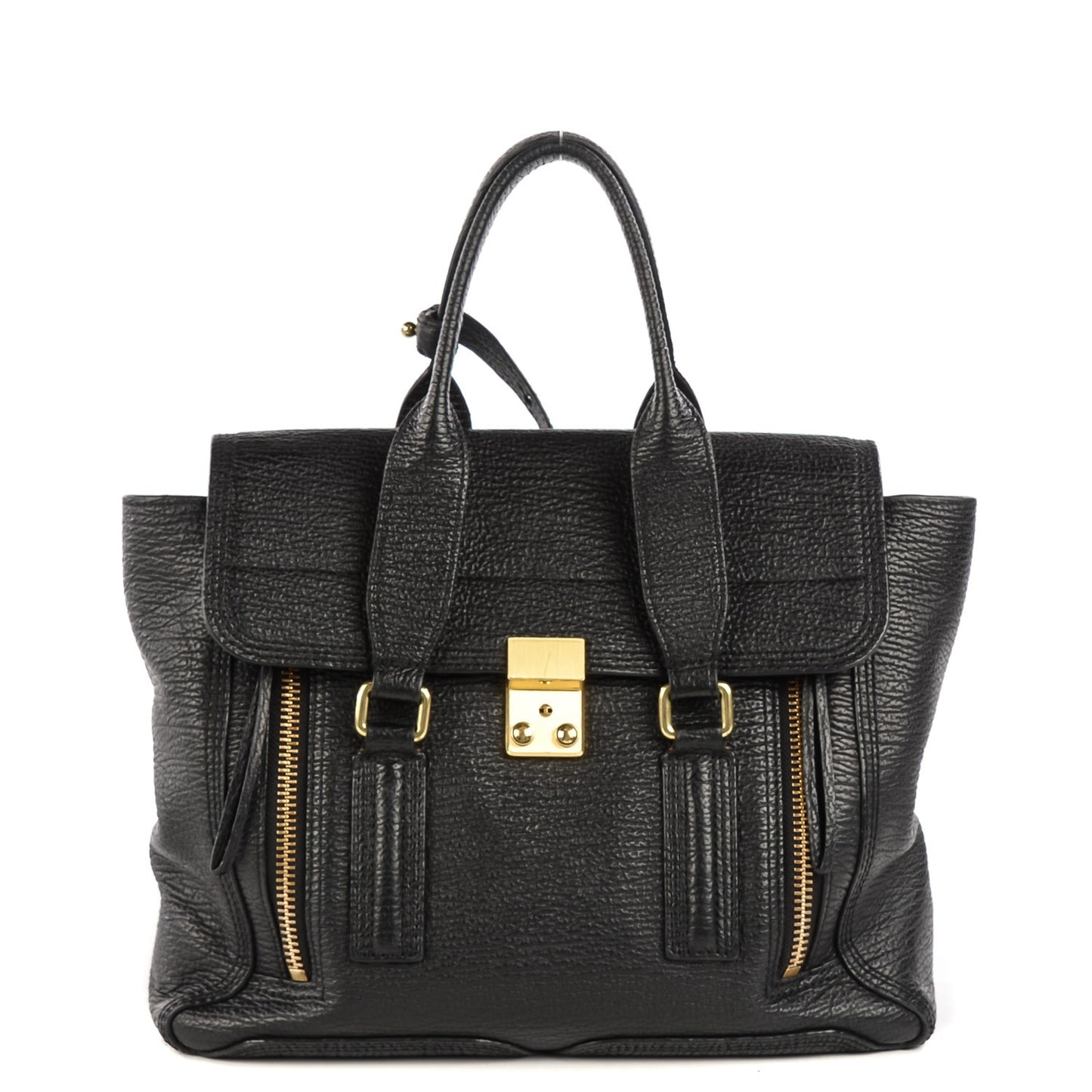 3.1 Textured Calfskin Medium Pashli Satchel Black