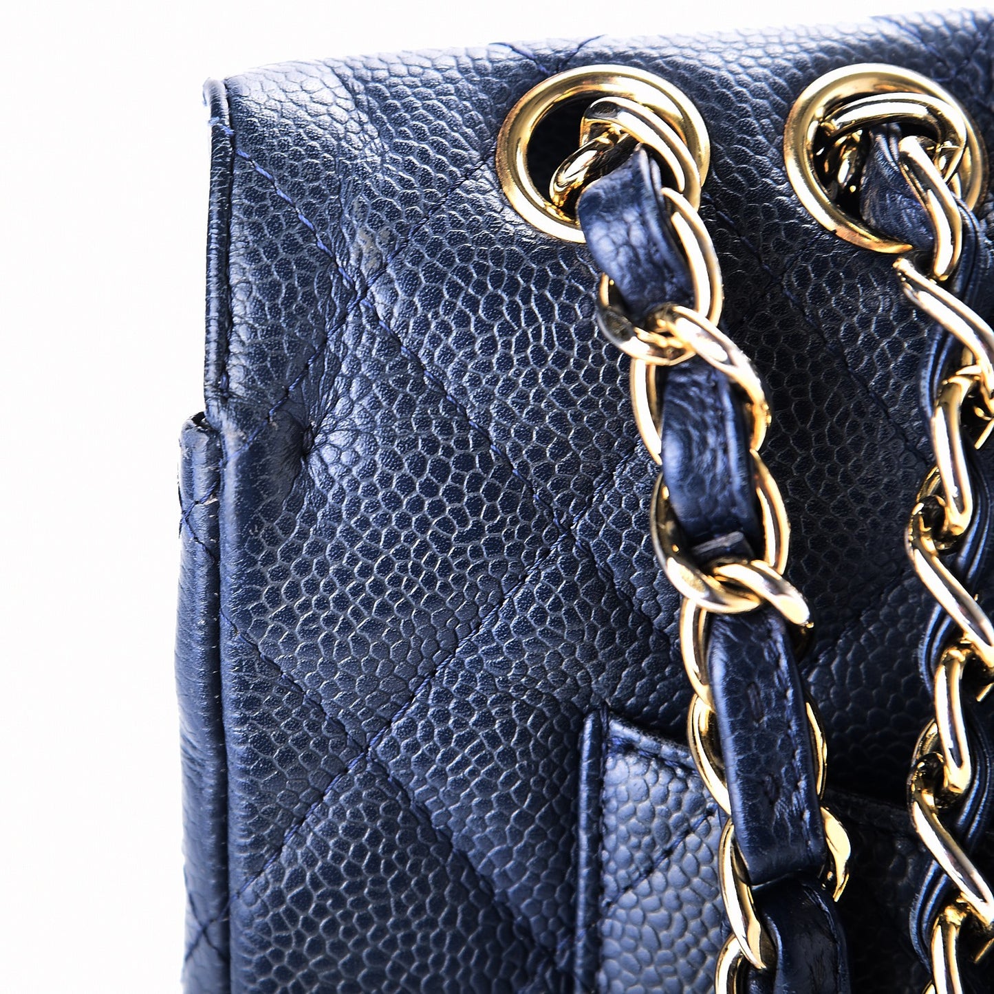 Caviar Jumbo Single Flap Blue