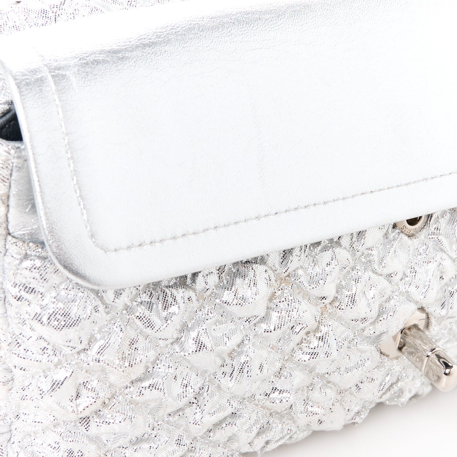 Chanel Metallic Lame Quilted Small Double Flap Silver 12 of 12