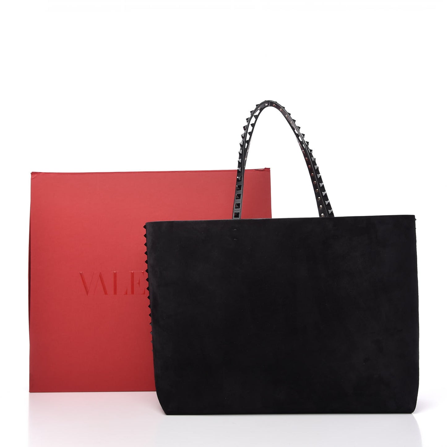 Suede Calfskin Rockstud Tote Black