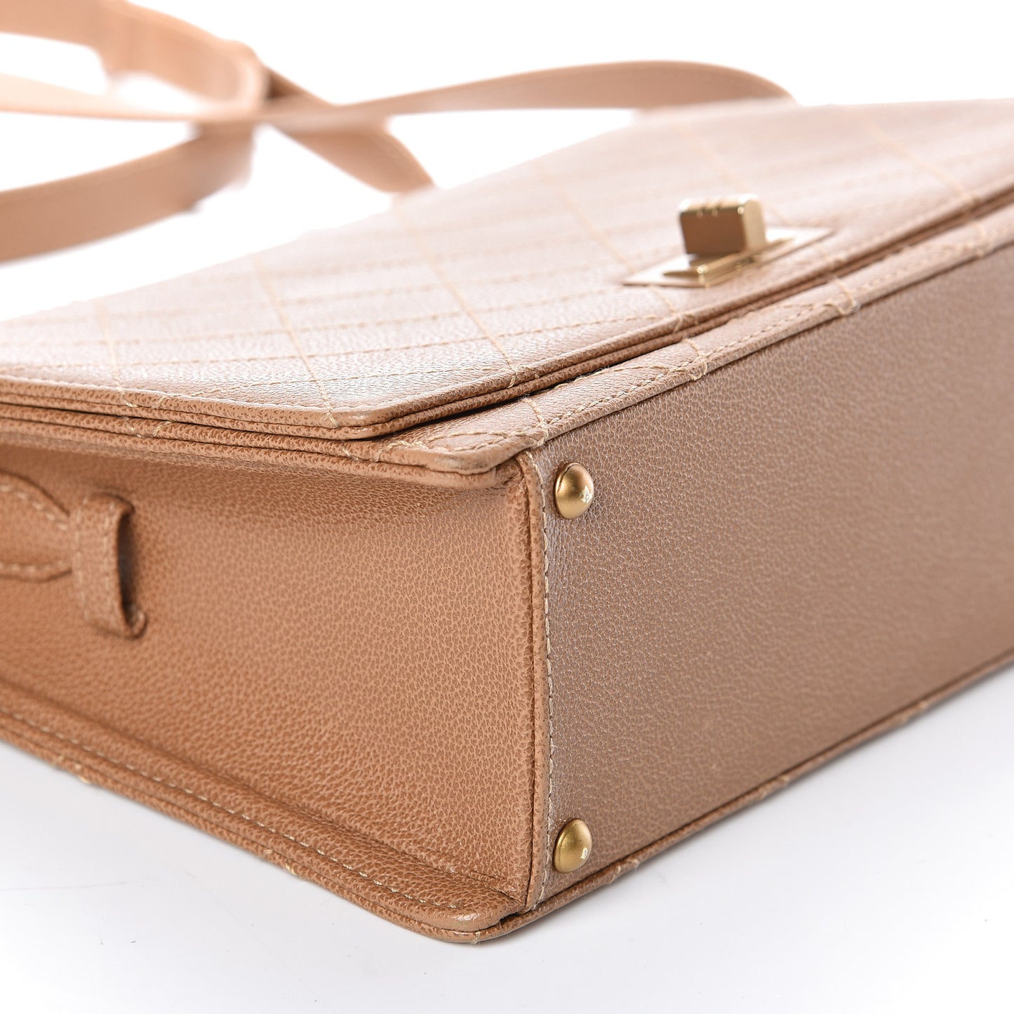 Calfskin Stitched Mademoiselle Flap Brown