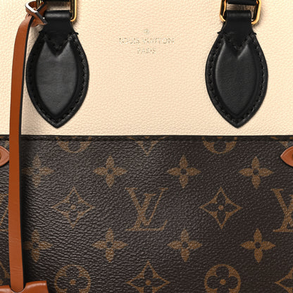 Louis Vuitton Calfskin Monogram Fold Tote PM Cream Khaki Black 7 of 9