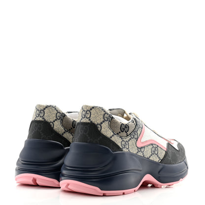 Gucci GG Supreme Monogram Mix Monogram Womens Rhyton Sneakers 36.5 Black Blue 4 of 8