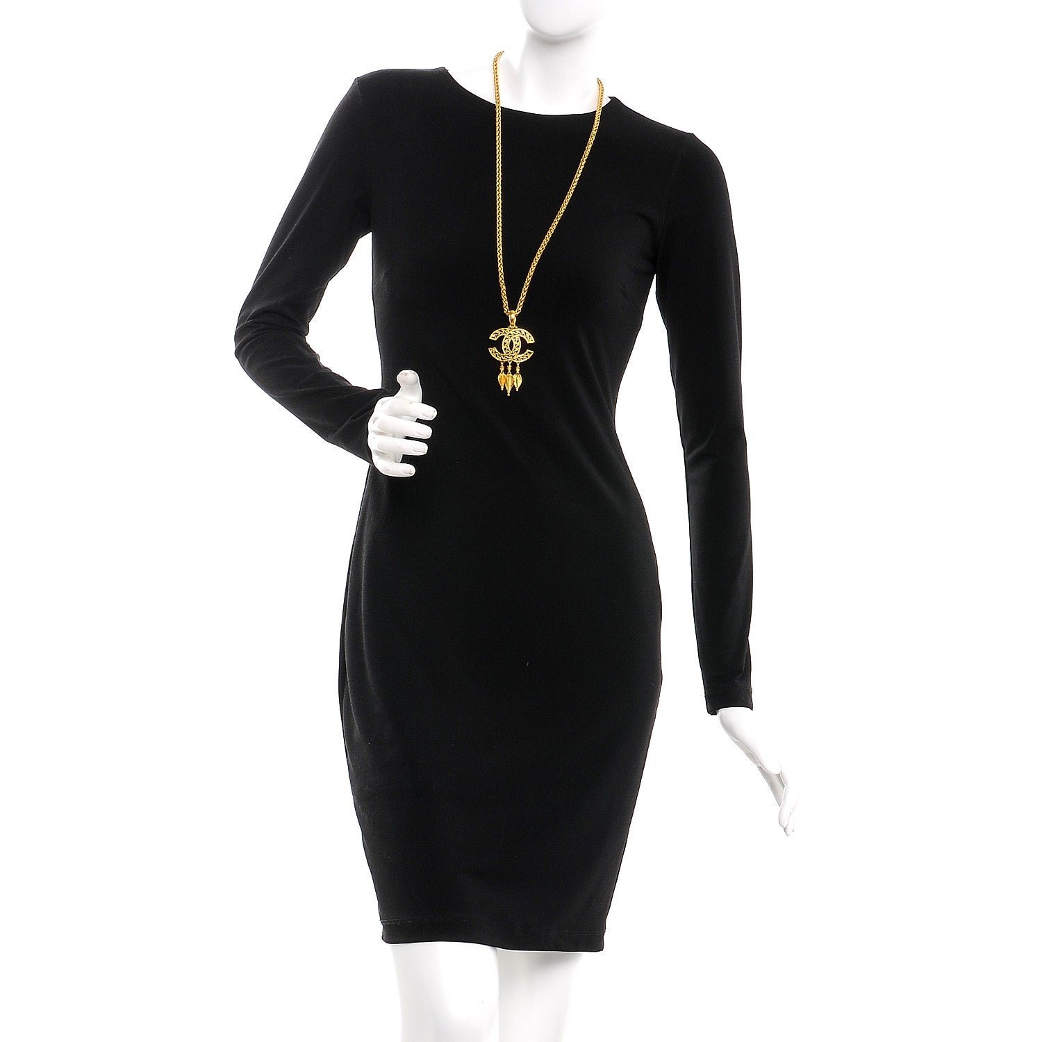 Chanel Fretwork CC Spindles Long Necklace Gold 2 of 6
