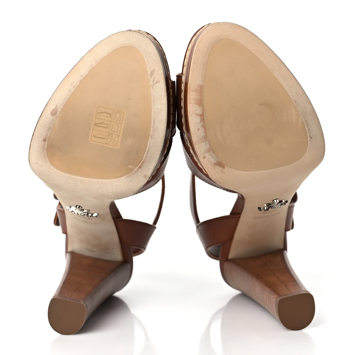 Prada Calfskin Heel Sandals 38.5 Brown 5 of 7