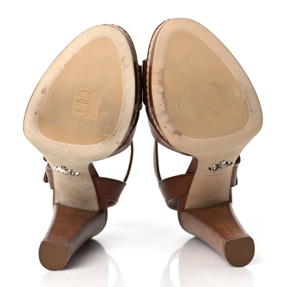Prada Calfskin Heel Sandals 38.5 Brown 5 of 7
