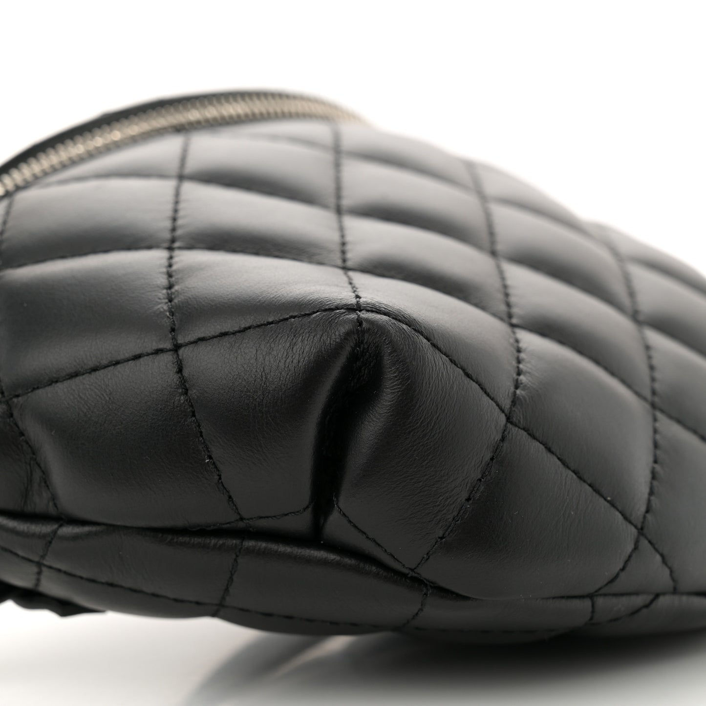 Calfskin Quilted Waist Belt Bag Black