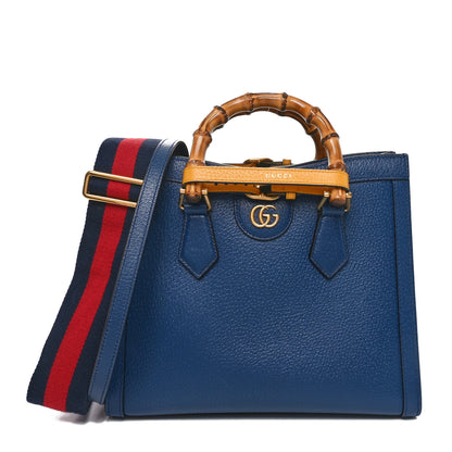Gucci Textured Dollar Calfskin Web Small Diana Tote Bag Royal Crop 1 of 10