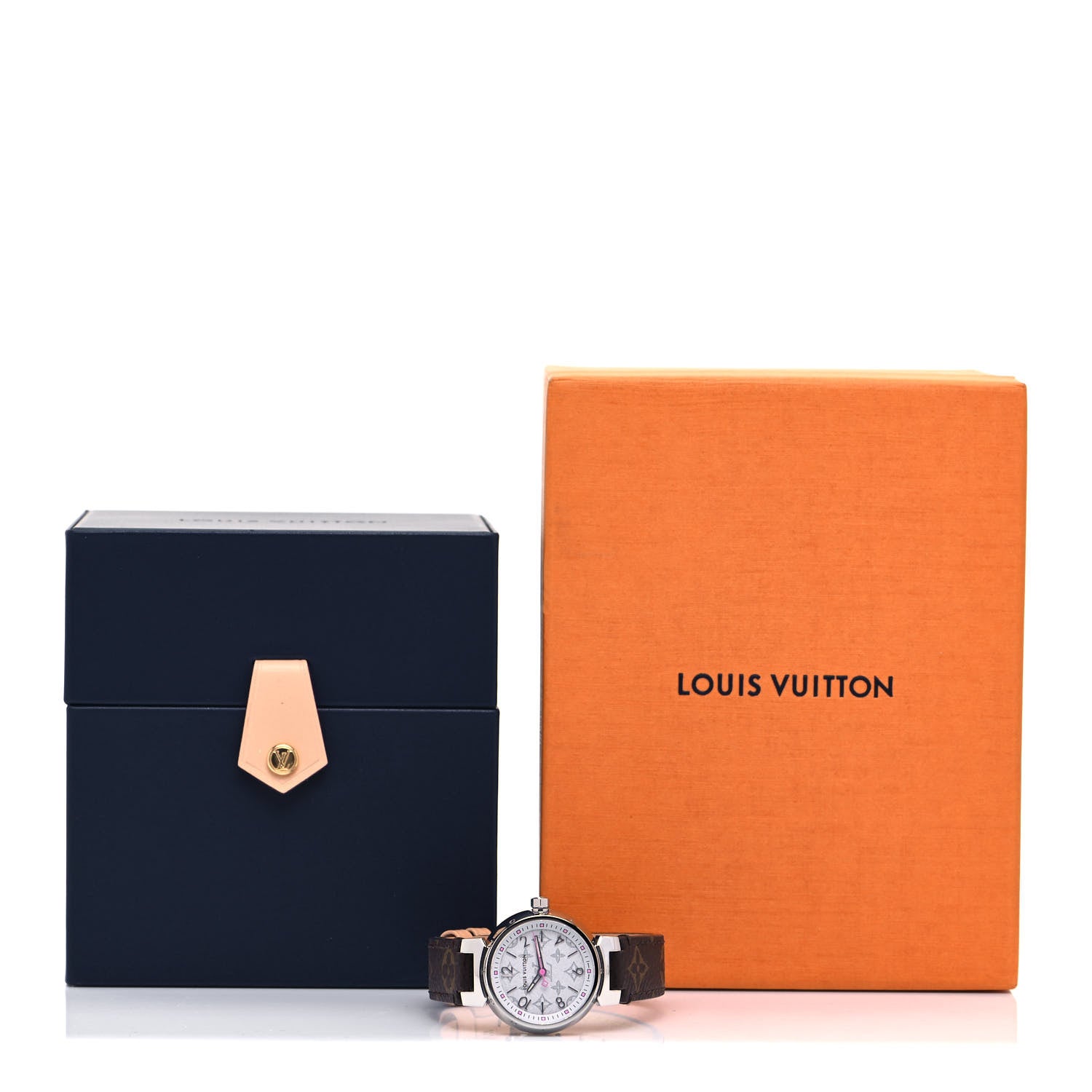 Louis Vuitton Stainless Steel Monogram 28mm Tambour Quartz Watch White 5 of 5