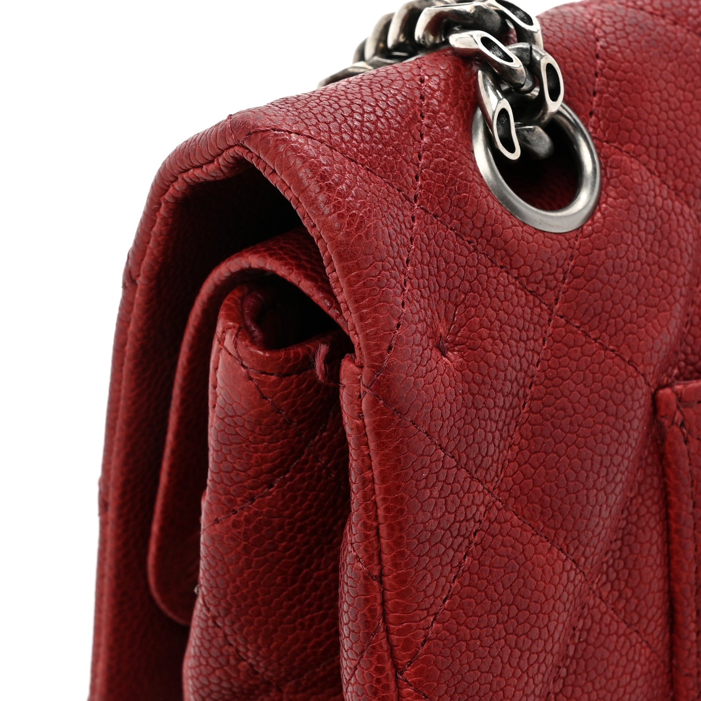 Washed Caviar Quilted 2.55 Reissue 225 Bijoux Chain Flap Red