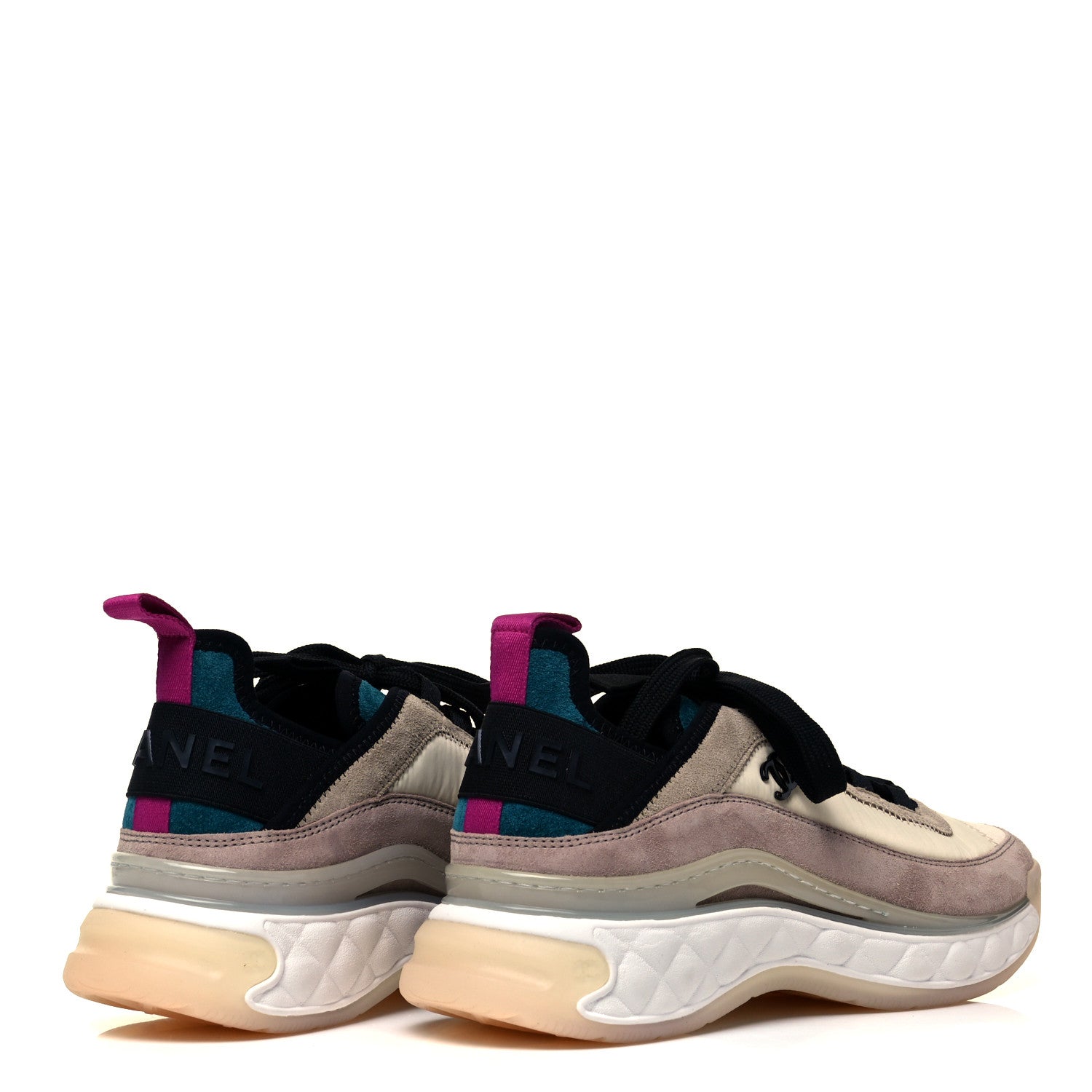 Chanel Velvet Calfskin Mixed Fibers CC Sneakers 37 Beige 4 of 7