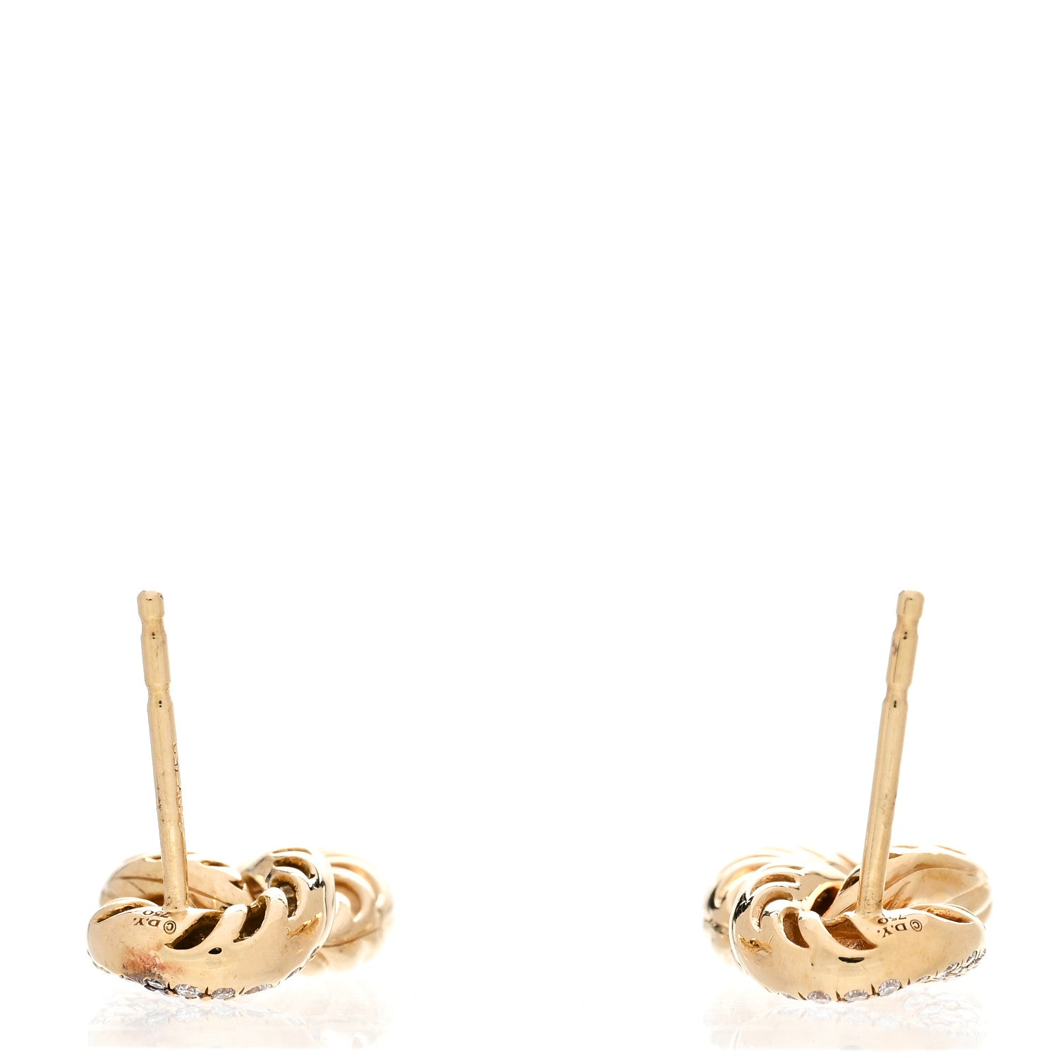 David Yurman 18K Yellow Gold Diamond Extra Small Belmont Curb Link Drop Earrings 3 of 5