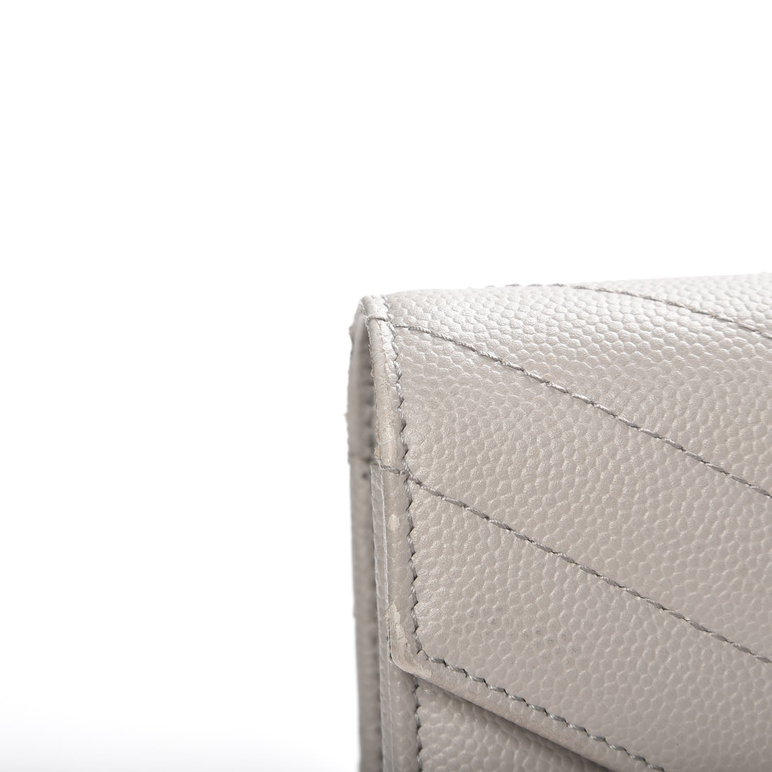 Saint Laurent Grain De Poudre Matelasse Monogram Flap Wallet Light Grey 12 of 14