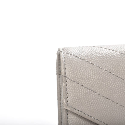 Saint Laurent Grain De Poudre Matelasse Monogram Flap Wallet Light Grey 12 of 14