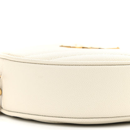 Saint Laurent Grain De Poudre Matelasse Chevron Quilted Round Vinyle Camera Bag Crema Soft 9 of 10
