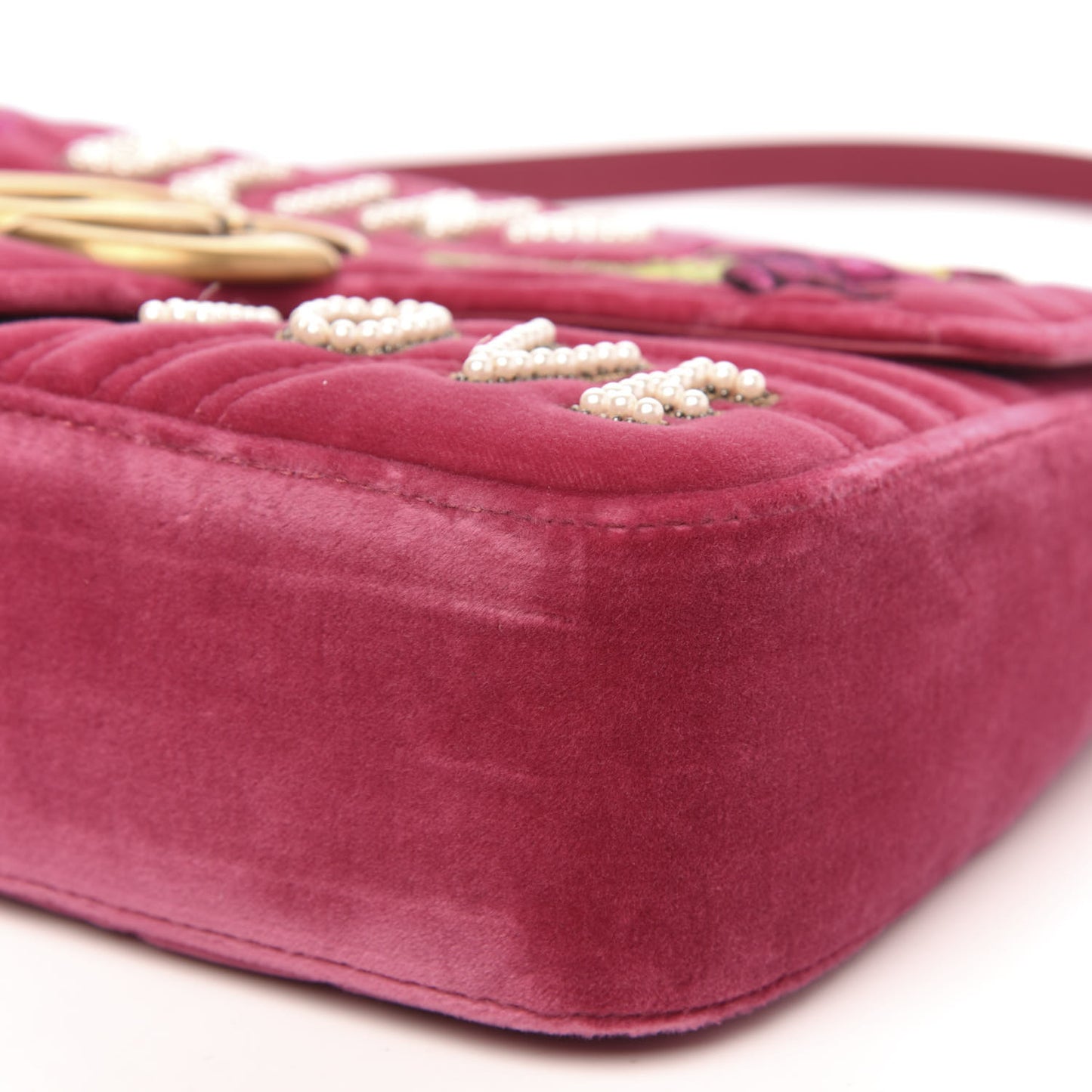 Velvet Matelasse Blind for Love Embroidered Medium GG Marmont Shoulder Bag Light Raspberry Rose Multicolor