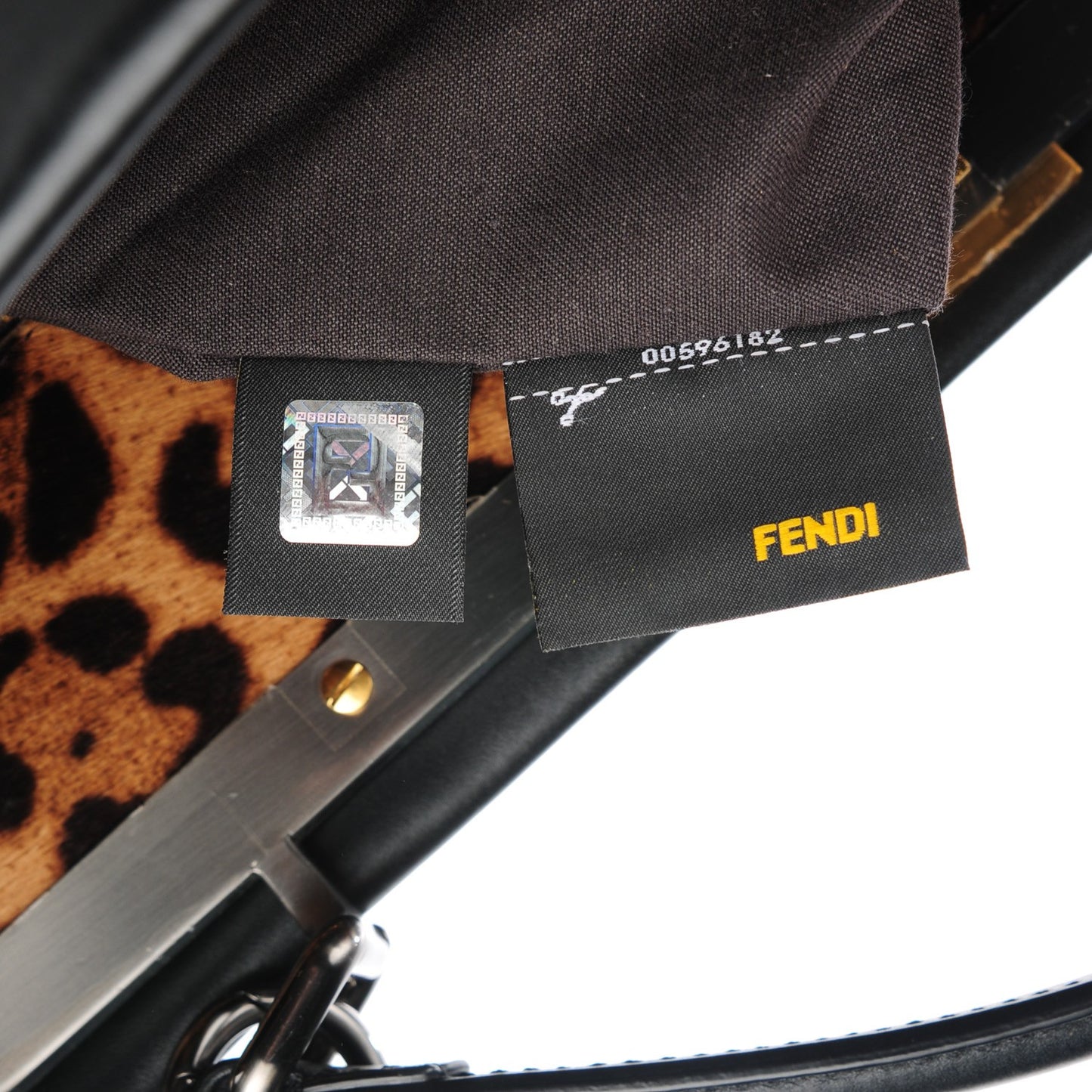 Calfskin Calf Hair Leopard Print Large Peekaboo Iconic Satchel Black