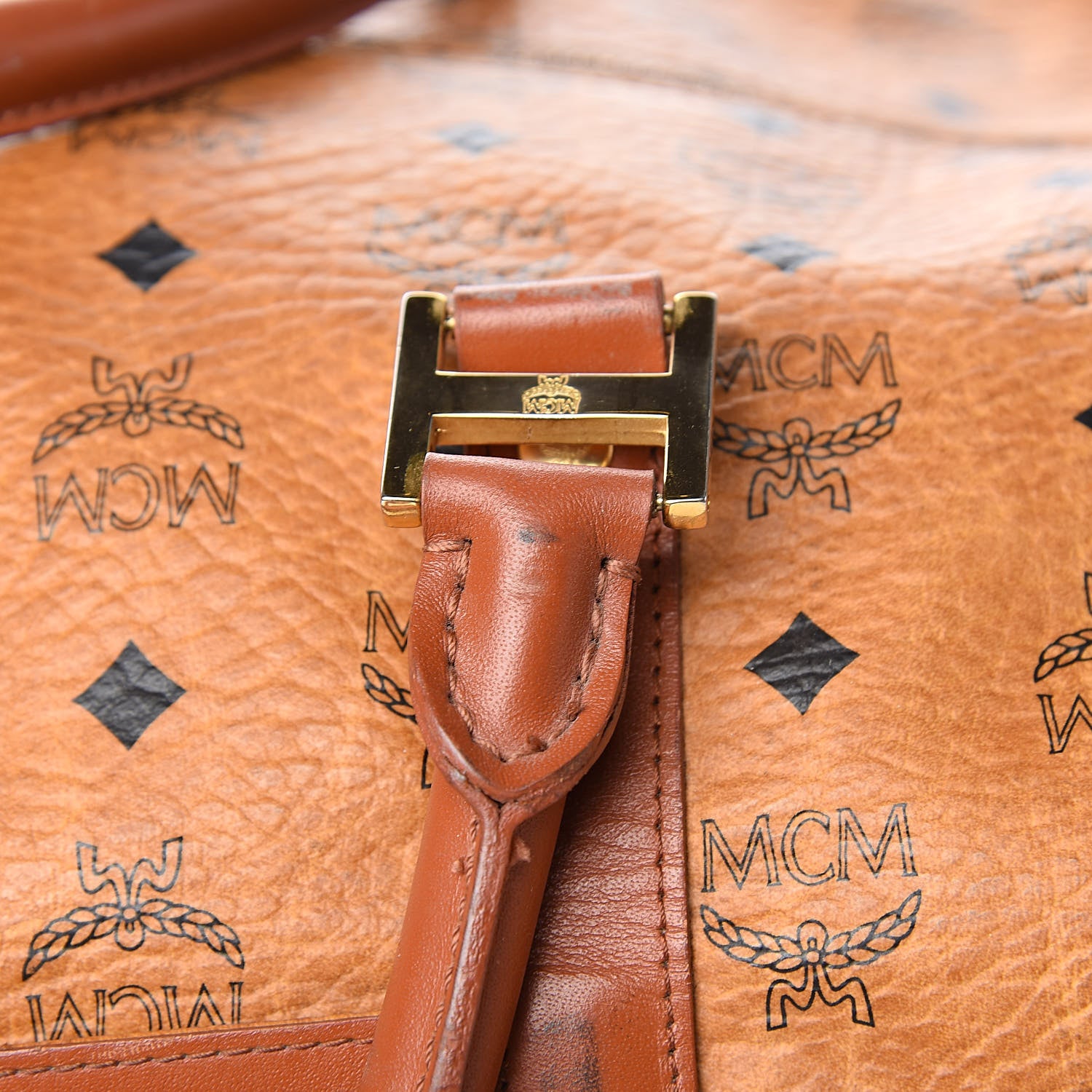 MCM Visetos Boston Weekender Bag Cognac 12 of 22