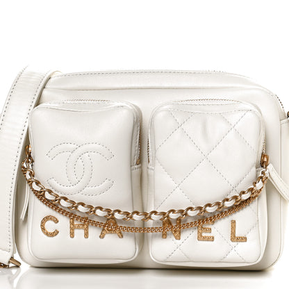 Chanel Calfskin Quilted Small Camera Case White 15 of 21