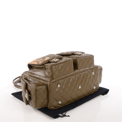 Chanel Calfskin Python Quilted Large Cambon Multipocket Reporter Khaki 4 of 8