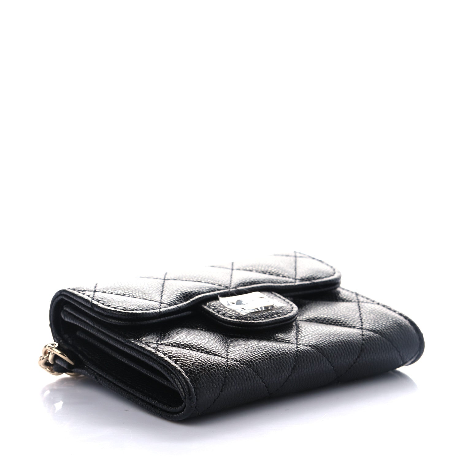 Chanel Caviar Quilted Flap Card Holder Chain Wristlet Black 4 of 8