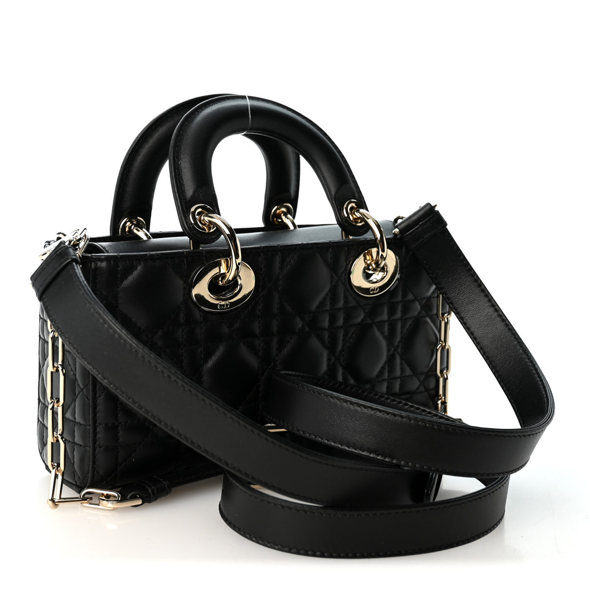 Lambskin Cannage Small Lady D-Joy Black