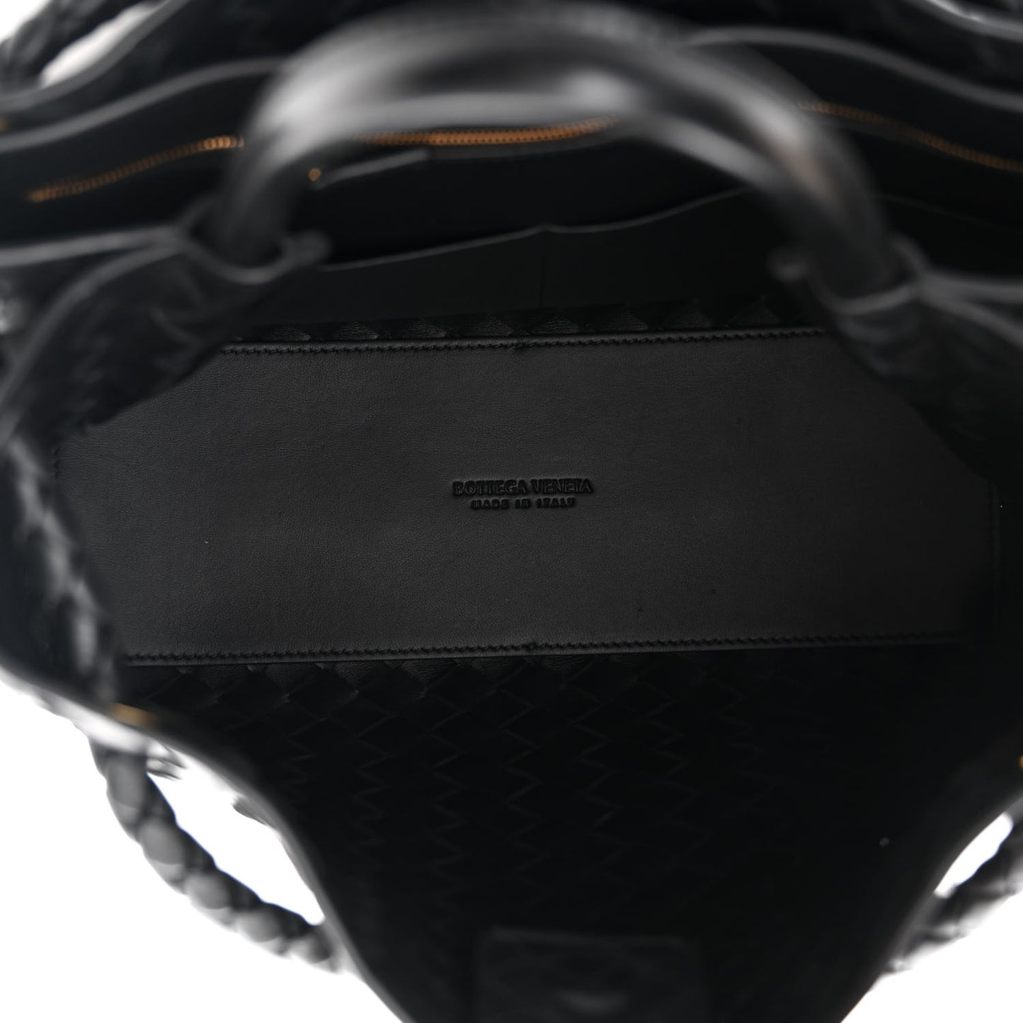 Nappa Intrecciato Medium Andiamo Shoulder Bag Black