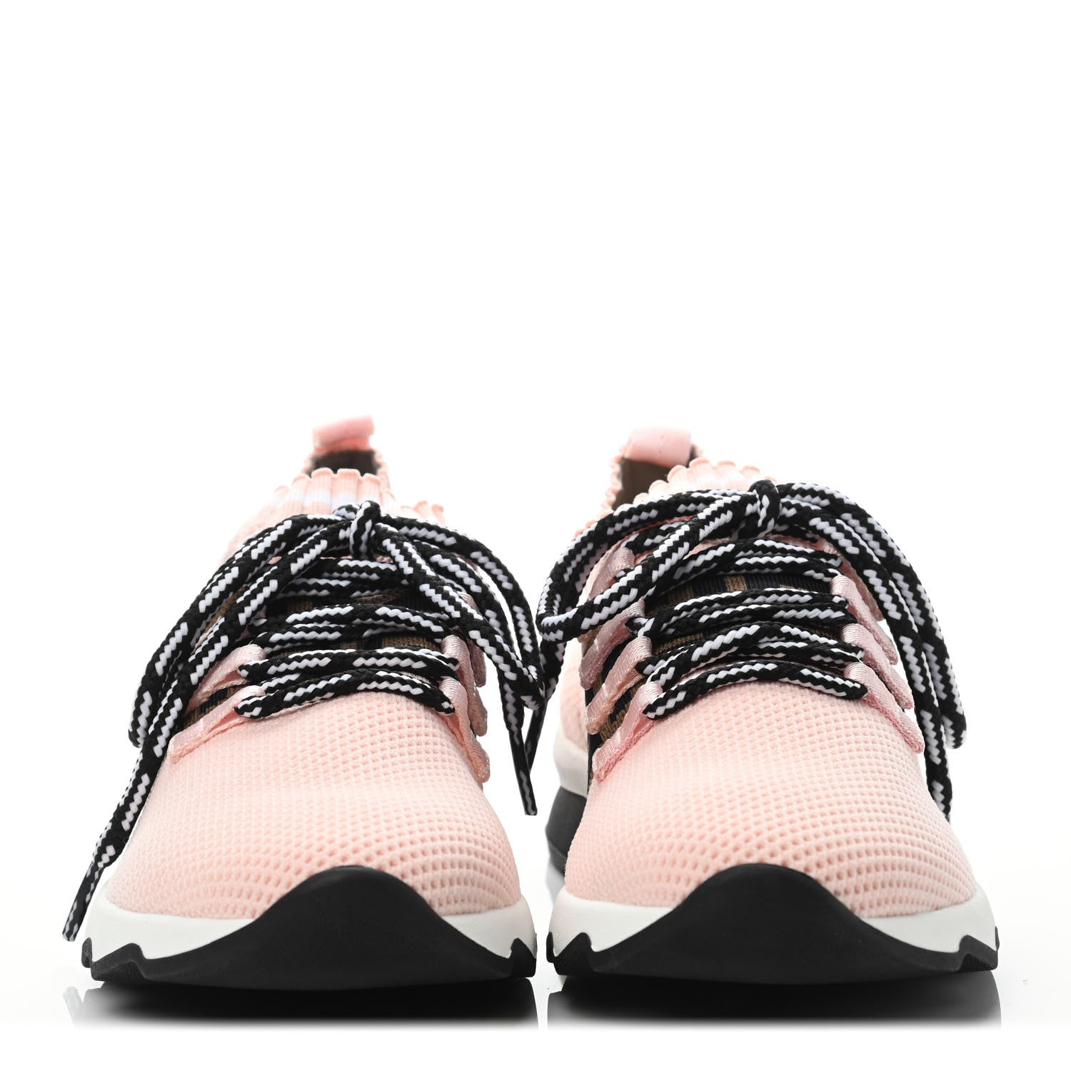 Fendi Stretch Knit Jacquard FF Lace-Up Sock Sneakers 37 Pink 2 of 4