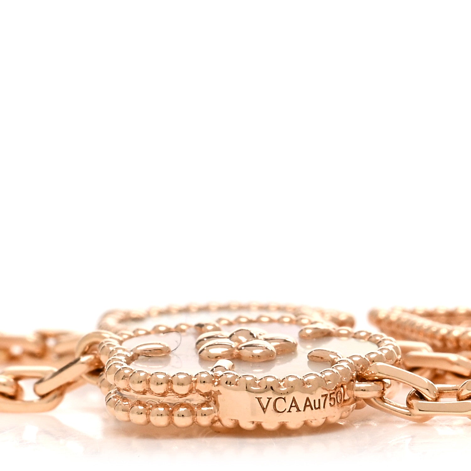 Van Cleef & Arpels 18K Rose Gold Carnelian Mother of Pearl Onyx 5 Motifs Lucky Spring Bracelet 3 of 5