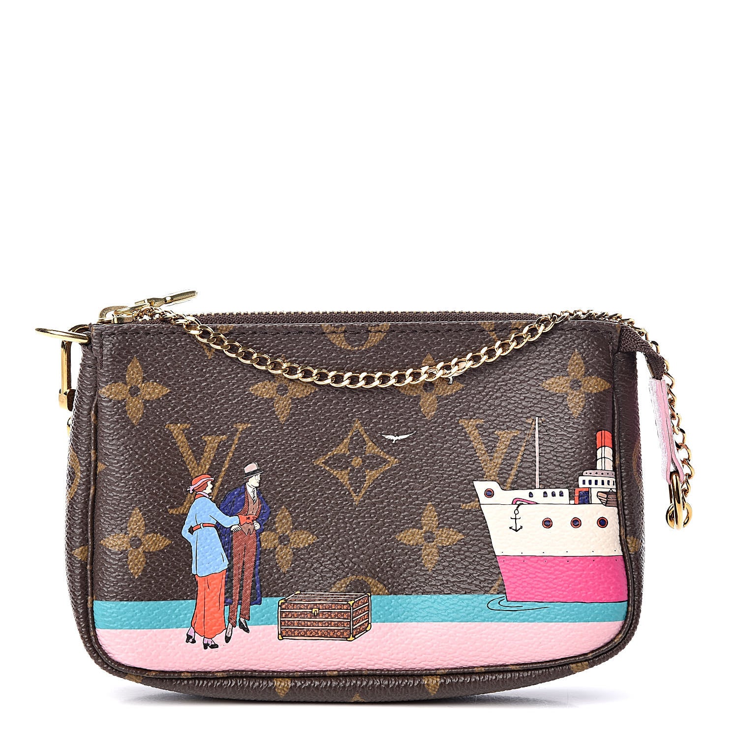 Louis Vuitton Monogram 2016 Christmas Animation Mini Pochette Accessories Rose Ballerine 1 of 7