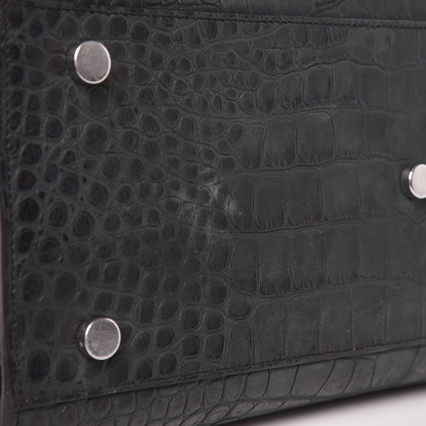 Calfskin Crocodile Embossed Small Sac de Jour Dusty Black