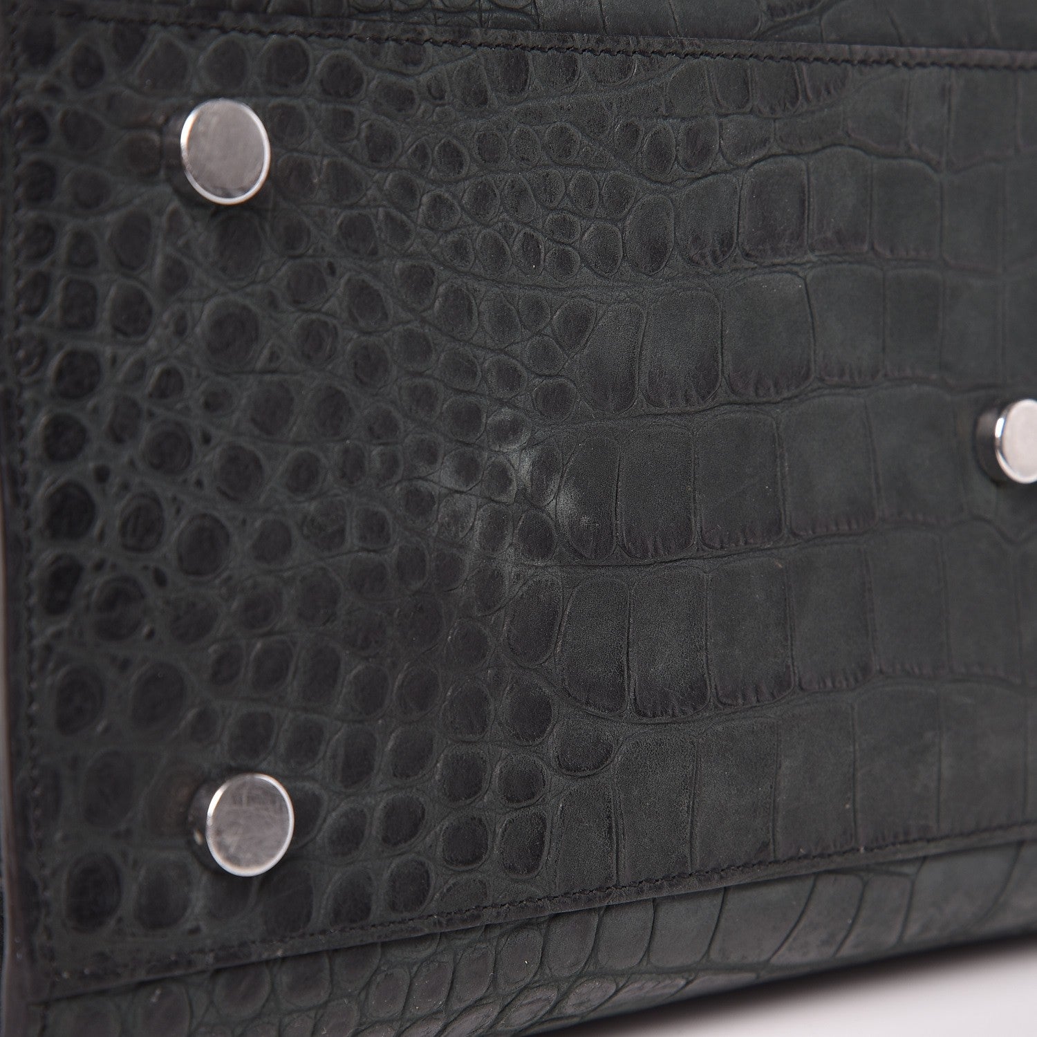 Saint Laurent Calfskin Crocodile Embossed Small Sac de Jour Dusty Black 11 of 14