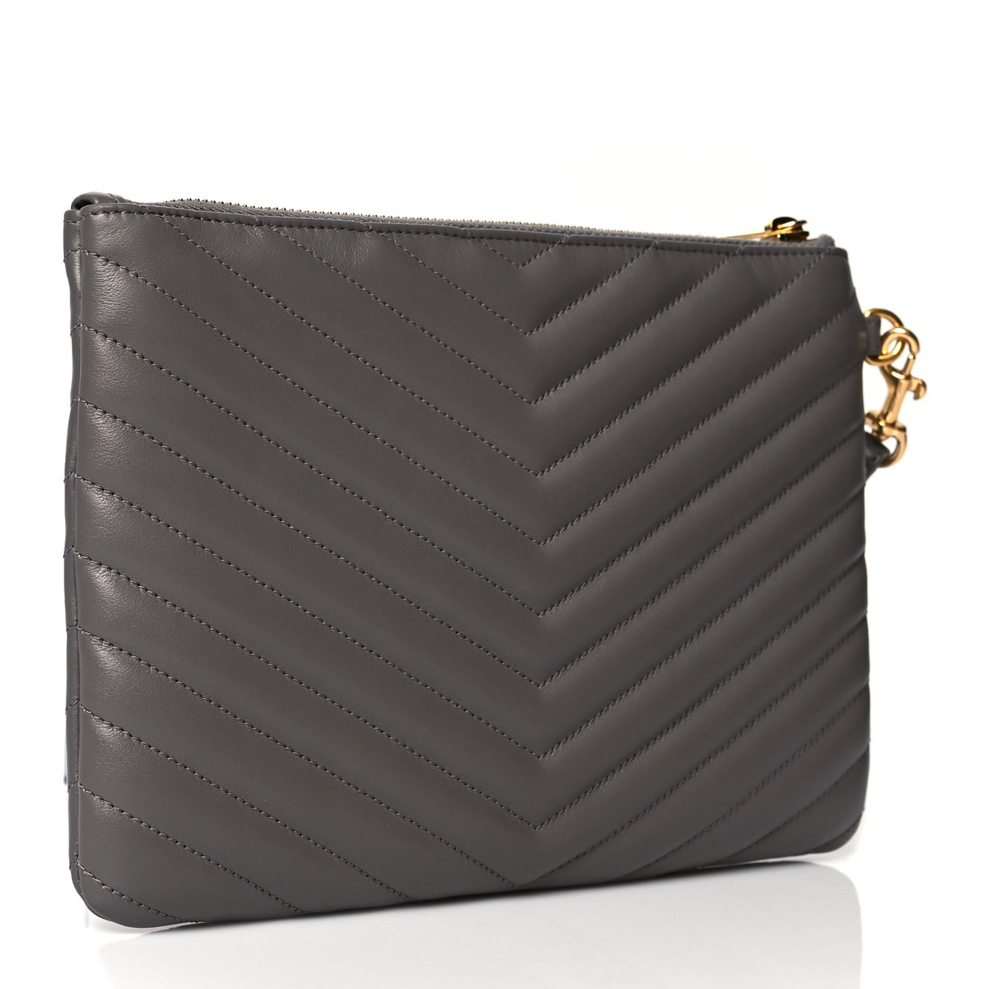 Calfskin Matelasse Chevron Monogram A5 Wristlet Earth