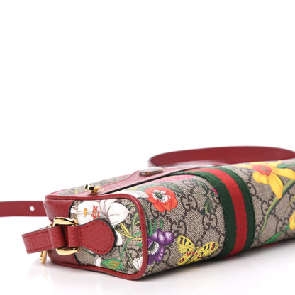 Gucci GG Supreme Monogram Flora Web Mini Ophidia Shoulder Bag Red 8 of 10