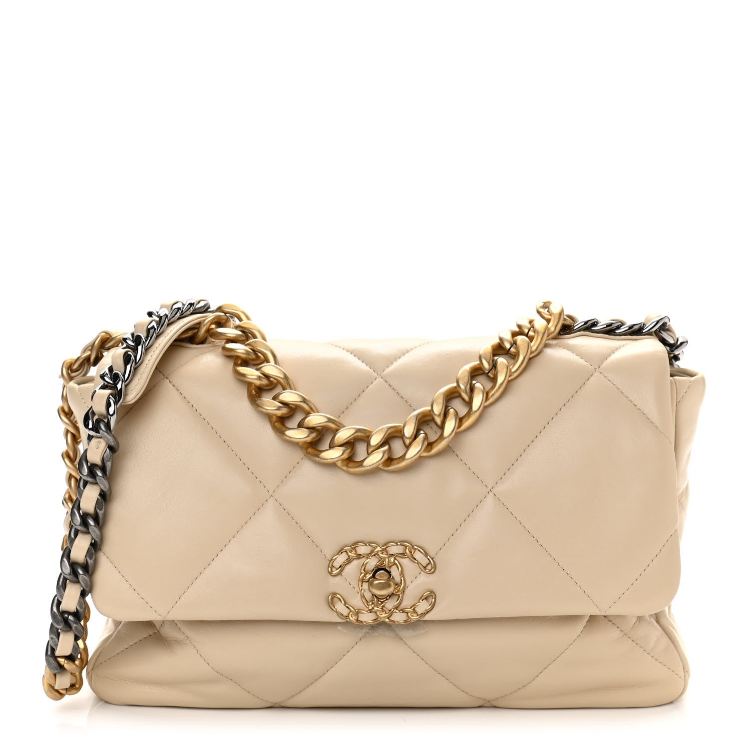 Chanel Lambskin Quilted Large Chanel 19 Flap Beige 1 of 13