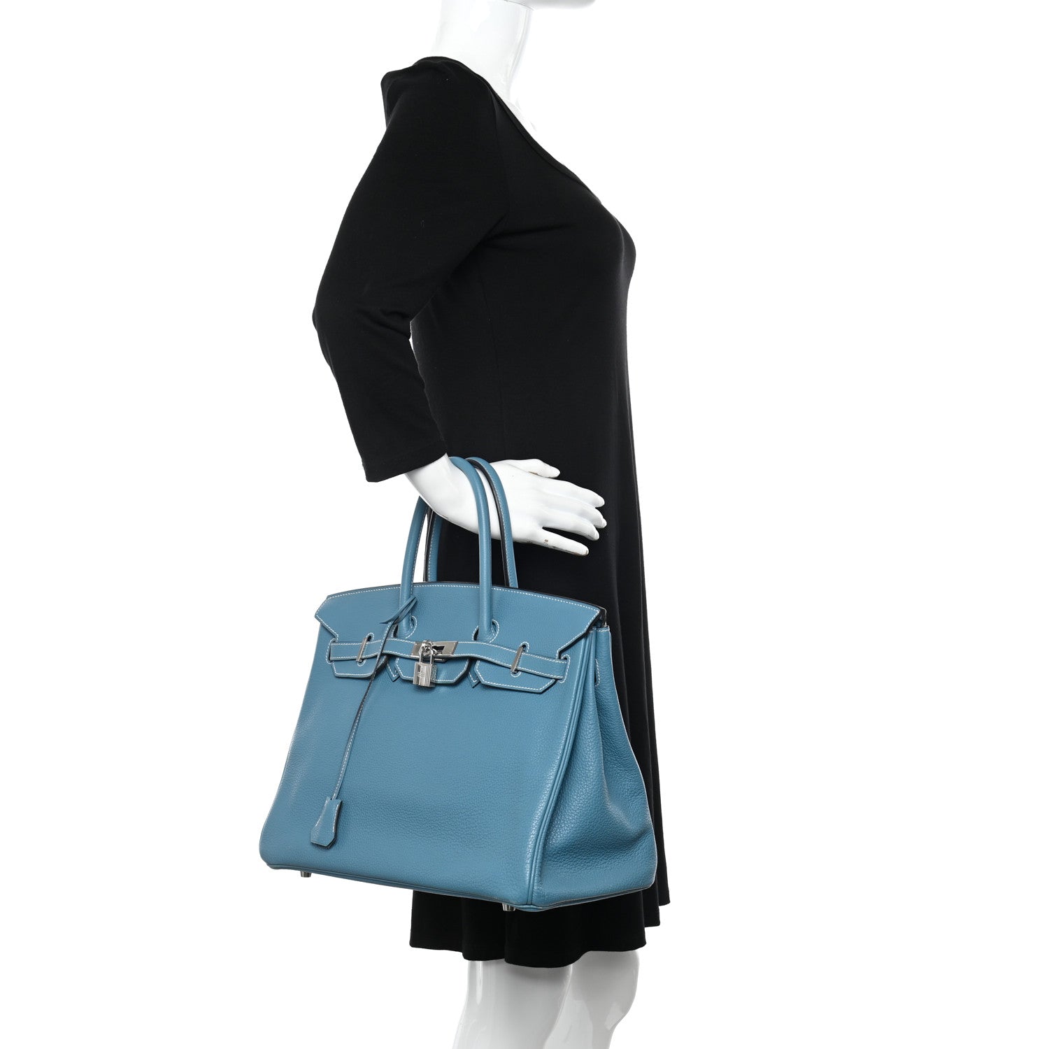 Hermes Taurillon Clemence Birkin 35 Blue Jean 2 of 13