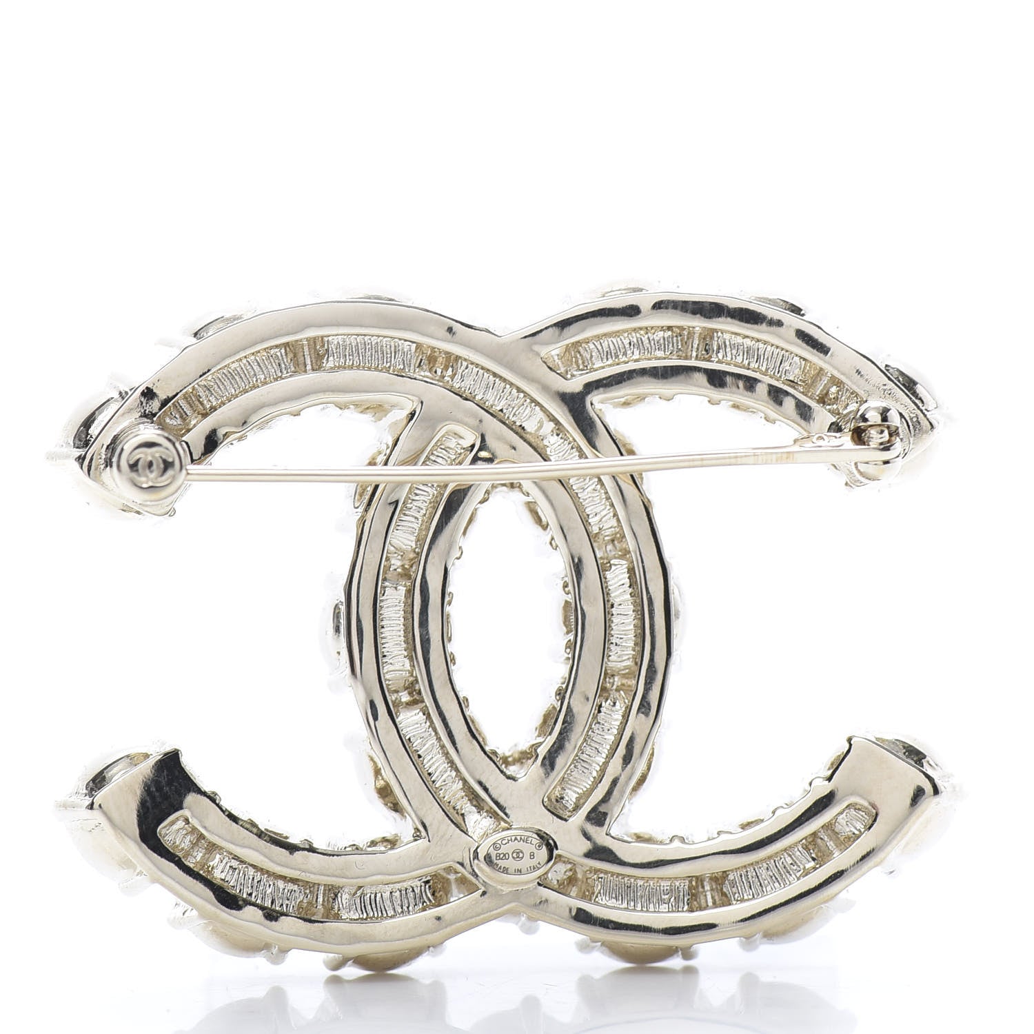 Chanel Crystal Pearl CC Dazzling Domino Brooch Gold Black 3 of 7