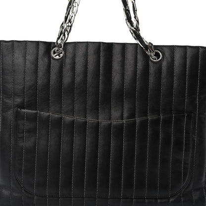 Chanel Lambskin Vertical Quilted Large Mademoiselle Tote Black 7 of 10