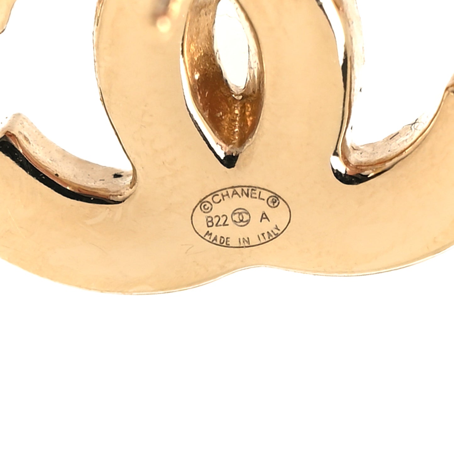 Metal Enamel CC Earrings Black Gold