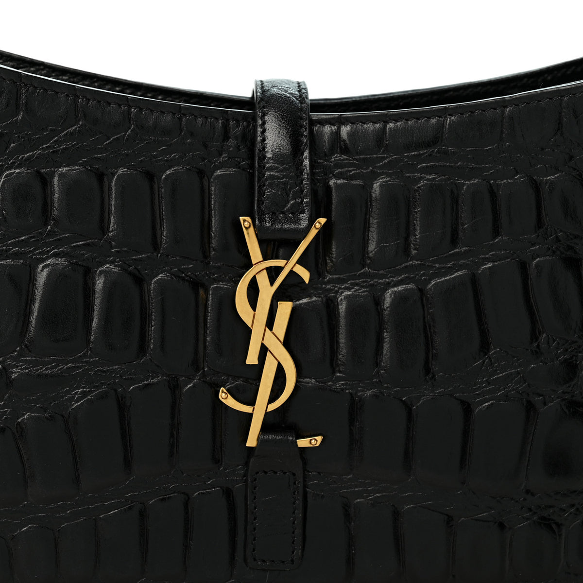 Calfskin Crocodile Embossed LE 5 A 7 Hobo Black