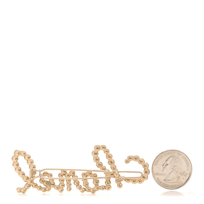 Chanel Metal Glass Swirling Pearls Hair Clip Gold 2 of 3